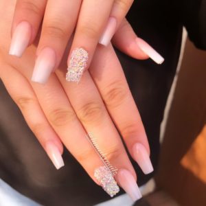 ombre nails with crystals