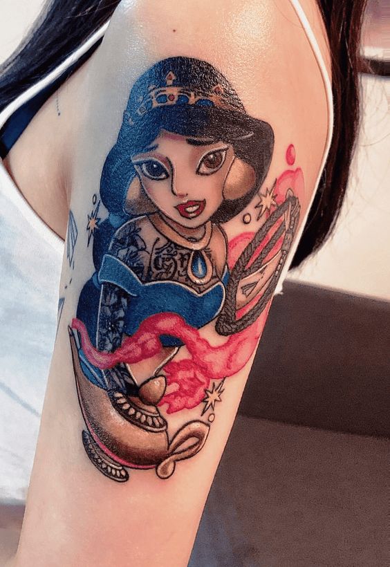 princess jasmine with magic lamp tattoo 